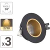 Image de Lot 3 Spots GU10 50W 2700K Rond orientable Noir et or IP20