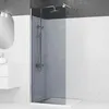 Image de Paroi de Douche 80x200cm - Verre Trempé Fumé 8mm - Profilé Chrome - FREEDOM 2 SMOKED