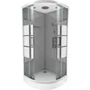 Image de Cabine de douche 1/4 de cercle 90x90x215cm avec bande depolie - SILVERY STRIPE ROUND