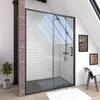 Image de Parois de douche coulissante en verre trempé 6 mm - AURLANE - Noir mat - 120 cm - Réversible