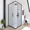 Image de Paroi de douche coulissante Indus - Noir - 90x90 cm - Verre trempé 6mm - AURLANE