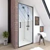 Image de Paroi de douche pivotante Indus - AURLANE - Noir - Verre trempé 6mm - 80x200cm