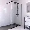 Image de Paroi de Douche 120x200 cm - Cadre et Bras Aluminium NOIR MAT - DARK CONTOURING