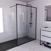 Image de Paroi de Douche 140x200 cm - Cadre et Bras Aluminium NOIR MAT - DARK CONTOURING