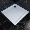Image de Receveur de douche a poser carre extra plat en acrylique renforcee blanc finition pierre - 90x90 cm