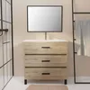 Image de Meuble de salle de bain 80 cm - Chêne industriel - 3 Tiroirs - Vasque et Miroir