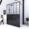 Image de Paroi de douche 140x200 cm type Verriere - Verre trempe et Structure aluminium noir mat