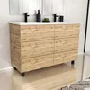 Image de Meuble de salle de bains 120cm 6 Tiroirs_Chêne Naturel + Vasque céramique blanche - TIMBER 120