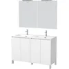 Image de Meuble Salle De Bains 120 Cm Laqué Blanc 4 Portes, Vasque, Miroirs 60x80 Et Réglettes Led - Xenos