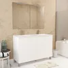 Image de Meuble Salle de Bains 120 cm Laqué Blanc 4 Portes Vasque Miroirs 60x80 et Réglettes Led - XENOS