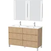 Image de Meuble Salle De Bains 120 Cm Chêne Clair 6 Tiroirs, Vasque, Miroirs 60x80 À Leds Intégrées - Xenos