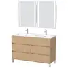Image de Meuble salle de bains 120 cm chêne clair 6 tiroirs, vasque, miroirs 60x80 à leds intégrées - xenos