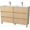 Image de Pack Meuble Salle De Bains 120 Cm Chêne Clair, 6 Tiroirs Avec Vasque Céramique - Xenos