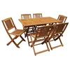 Image de Table et chaises de jardin en bois exotique Hongkong - Table pliante + 6 chaises pliantes