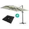 Image de Parasol jardin déporté Alu Sun 4 - Rectangle - 3 x 4 m - Ecru - Dalles à lester incluses