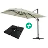 Image de Parasol jardin déporté alu sun 4 - rectangle - 3 x 4 m - ecru - dalles à lester incluses