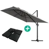 Image de Parasol jardin déporté Alu Sun 4 - Rectangle - 3 x 4 m - Gris - Dalles à lester incluses