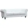 Image de Canapé fixe chesterfield aliza - 208 x 82 x 70 cm - 3 places - blanc
