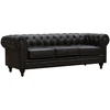 Image de Canapé Fixe Chesterfield "aliza" - 204 X 80 X 58 Cm - 3 Places - Marron