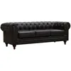 Image de Canapé fixe Chesterfield Aliza - 204 x 80 x 58 cm - 3 places - Marron