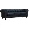 Image de Canapé Fixe Chesterfield "aliza" - 208 X 82 X 70 Cm - 3 Places - Noir