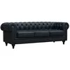 Image de Canapé fixe Chesterfield Aliza - 208 x 82 x 70 cm - 3 places - Noir