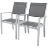 Image de Fauteuil jardin Alu/Textilène Tropic - Phoenix - Gris foncé - Lot de 2