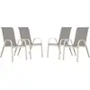 Image de Fauteuil jardin textilène cordoba - phoenix - gris clair - lot de 4