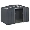 Image de Abri De Jardin Métal "Vegas" Gris 5,29 M2 (4,83 M2 Au Sol) - Porte Coulissante - Résistant aux UV et à la corrosion