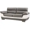 Image de Canapé fixe en cuir reconstitué et PVC Dallas - 210 x 88 x 90 cm - 3 places - Gris/Blanc