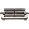 Image de Canapé fixe en cuir reconstitué et pvc dallas - 210 x 88 x 90 cm - 3 places - gris-blanc