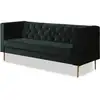 Image de Canapé Fixe En Velours "bruce" - 196 X 76 X 82 Cm - 3 Places - Vert Fon