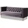 Image de Canapé Fixe En Velours "bruce" - 196 X 76 X 82 Cm - 3 Places - Gris