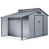 Image de Abri de jardin métal avec pergola Madras - 9.12 m² - 257 x 355 x 237 cm - Gris