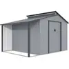 Image de Abri de jardin métal avec pergola madras - 9.12 m² - 257 x 355 x 237 cm - gris