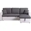 Image de Canapé d'angle convertible avec coffre alain - 221 x 145 x 85 cm - 3 places - gris et blanc