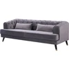 Image de Canapé Fixe En Velours "gloria" - 216 X 86 X 76 Cm - 3 Places - Gris