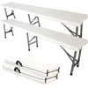 Image de Banc pliant SOTECH 183 x 43 x 30 cm - Pack de 2 2-4 places HDPE/acier blanc portable