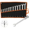 Image de Todeco Jeu de clés mixtes avec sac de transport 12 pièces Cles plates a cliquet Cle mixte 8-19 mm Jeu de clés Métrique