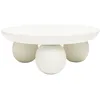 Image de Bungin - Table basse en bois massif ø90cm - Blanc