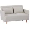 Image de Belushi - Canapé convertible 2 places en tissu bouclette pieds bois clair - Beige