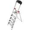 Image de Escabeau HAILO - Alu 5 marches - Marches XXL antidérapantes - Plateforme alu antidérapante - Charge max 150kg