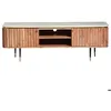 Image de Meuble tv en bois dacacia et marbre blanc Judith