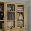 Image de Lot 2 portes vitrées pour bibliothèque décor chêne rustique - MANOLO Meubletmoi