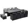 Image de Table et chaises 12 places encastrables en résine noir-gris monaco