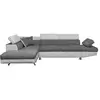 Image de Canapé d'angle rio convertible avec coffre en microfibre et simili - angle gauche, blanc et gris