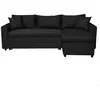 Image de Canapé dangle 3 places MARIA Réversible convertible avec Coffre en simili et microfibre - Noir - L227 x P146 x H81cm - LOUNGITUDE