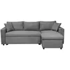 Image de Canapé dangle 3 places MARIA Réversible et convertible avec Coffre en microfibre - Gris - L227 x P146 x H81cm - LOUNGITUDE