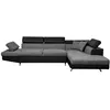 Image de Canapé dangle droit 5 places RIO convertible avec coffre en microfibre et simili - Gris/Noir - L271 x P192 x H70cm - LOUNGITUDE