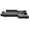 Image de Canapé d'angle rio convertible avec coffre en microfibre et simili - angle droit, gris et noir